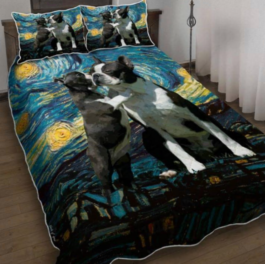 Boston Terrier Starry Night bedding set