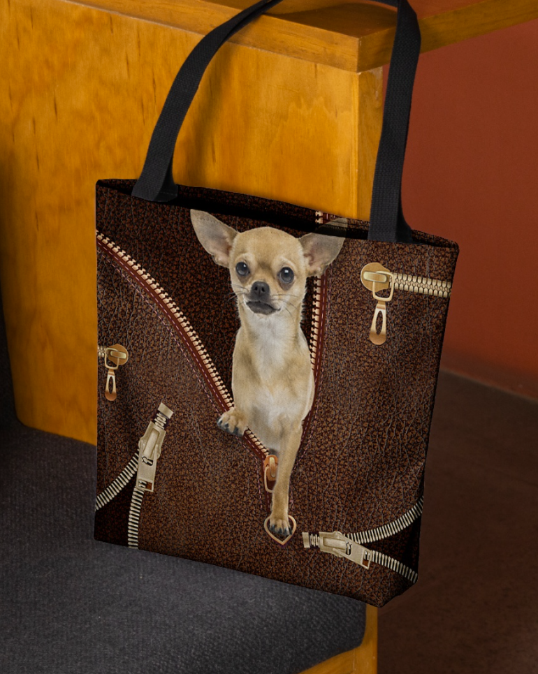 Chihuahua zipper tote bag