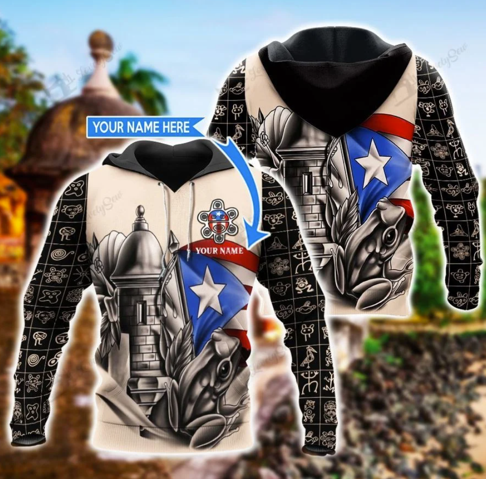 Personalized Sol taino puerto rico all over printed 3D hoodie