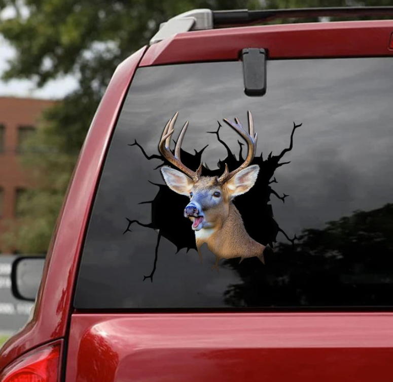 White tailed deer crack decal