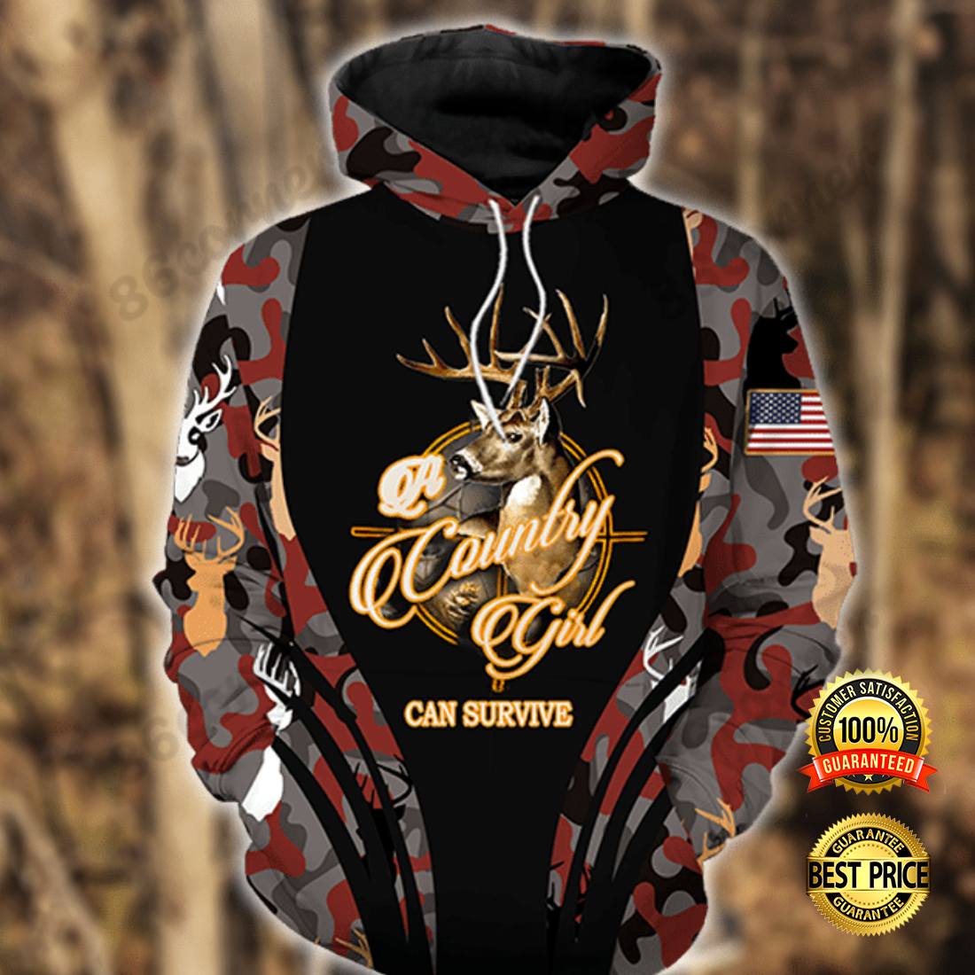 A country girl can survive all over printed 3D hoodie
