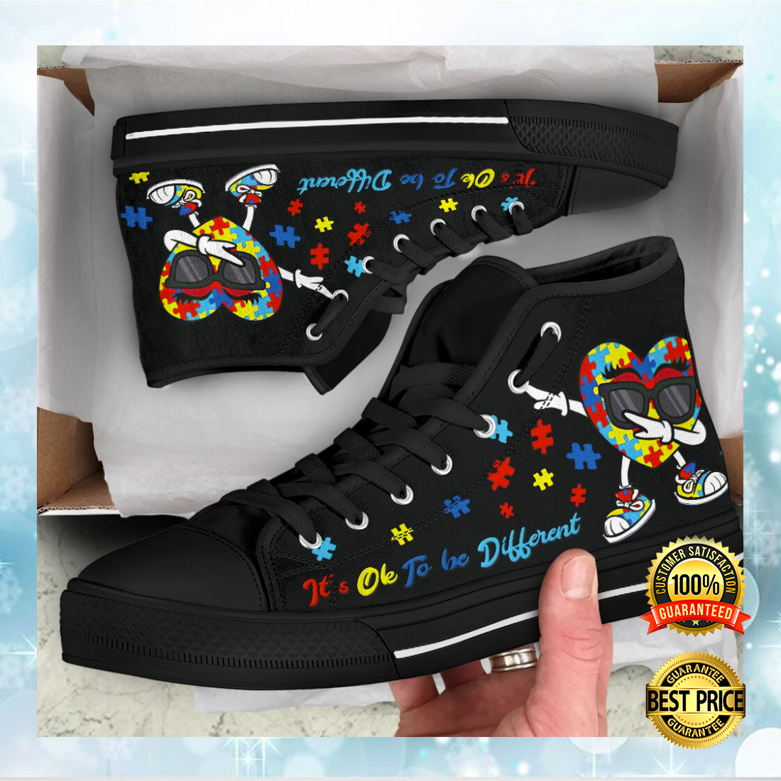 Autism awareness it’s ok to be different high top shoes