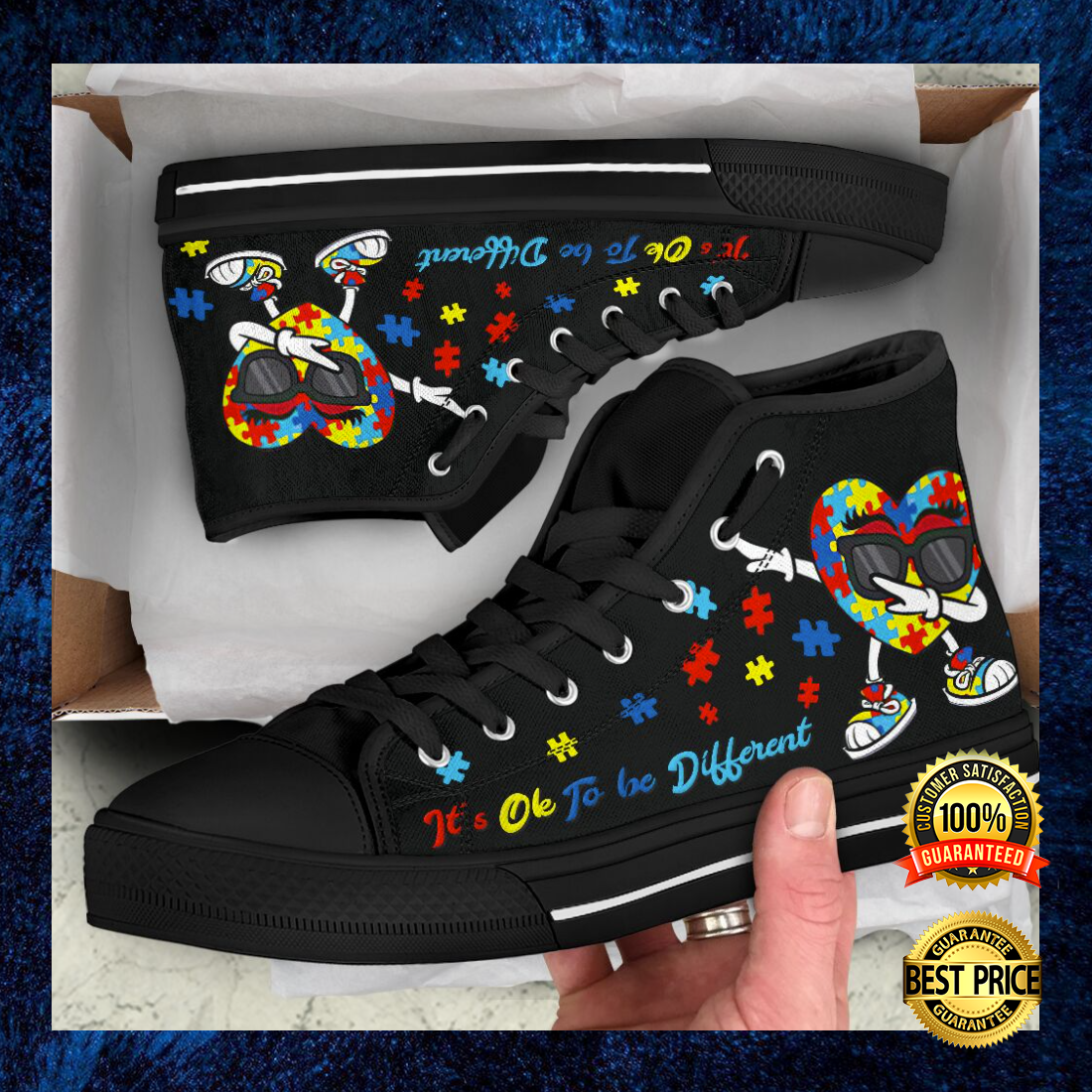 Autism awareness it's ok to be different high top shoes 4