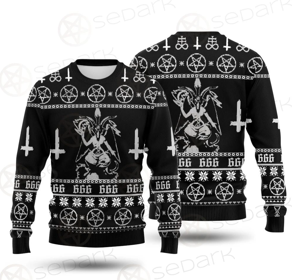 Baphomet cross inverted ugly sweater