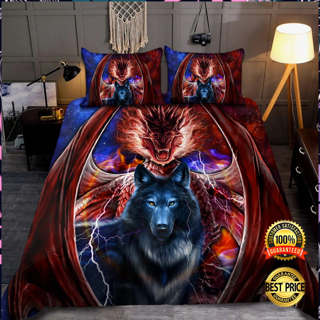Dragon and wolf bedding set 4