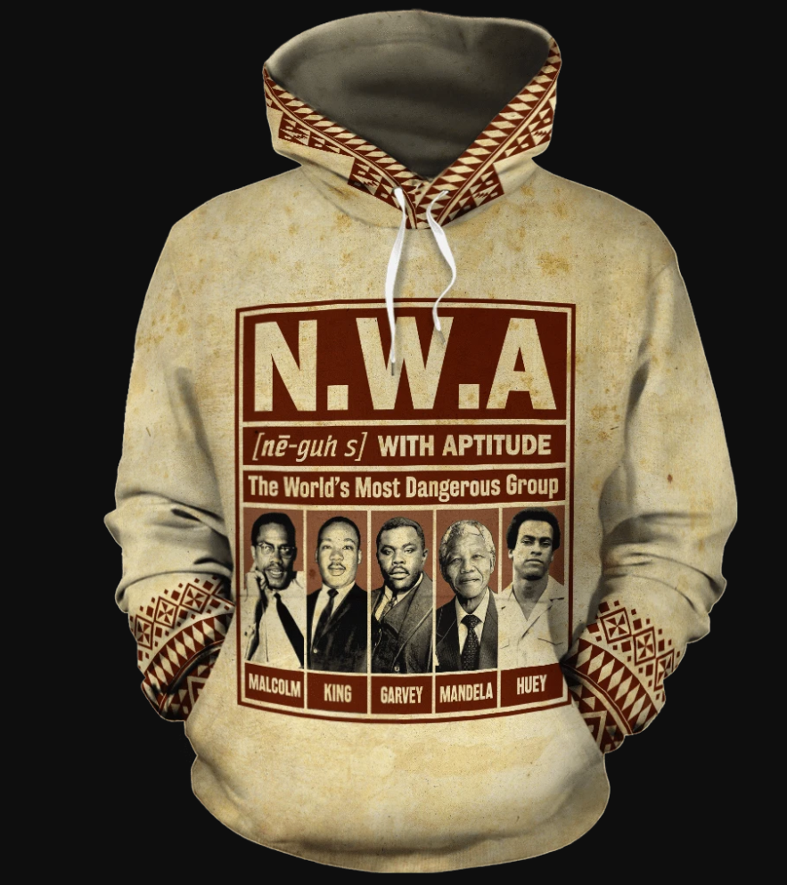 NWA with aptitude the world's most dangerous group all over printed 3D hoodie