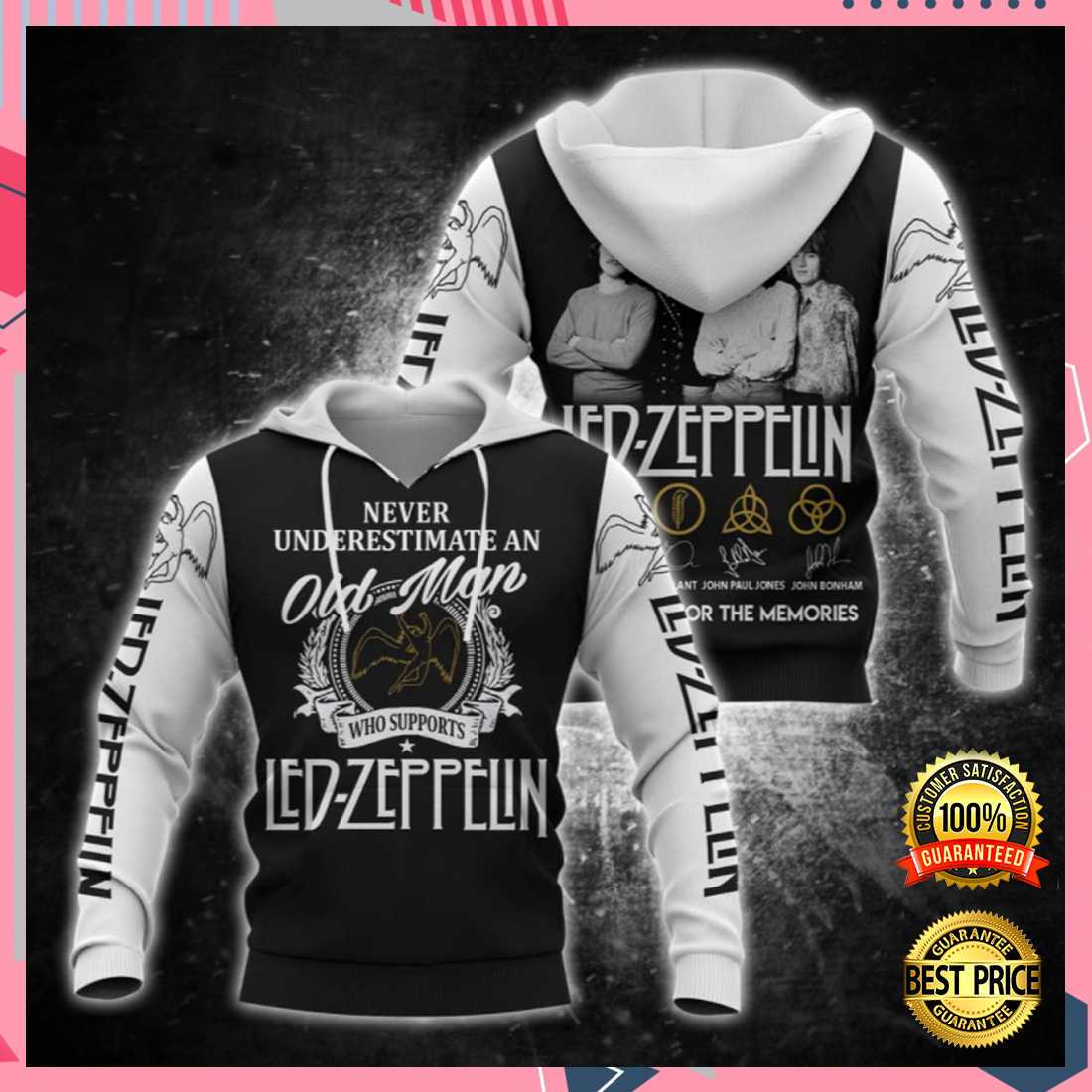 Never underestimate an old man who supports Led Zeppelin all over printed 3D hoodie 5