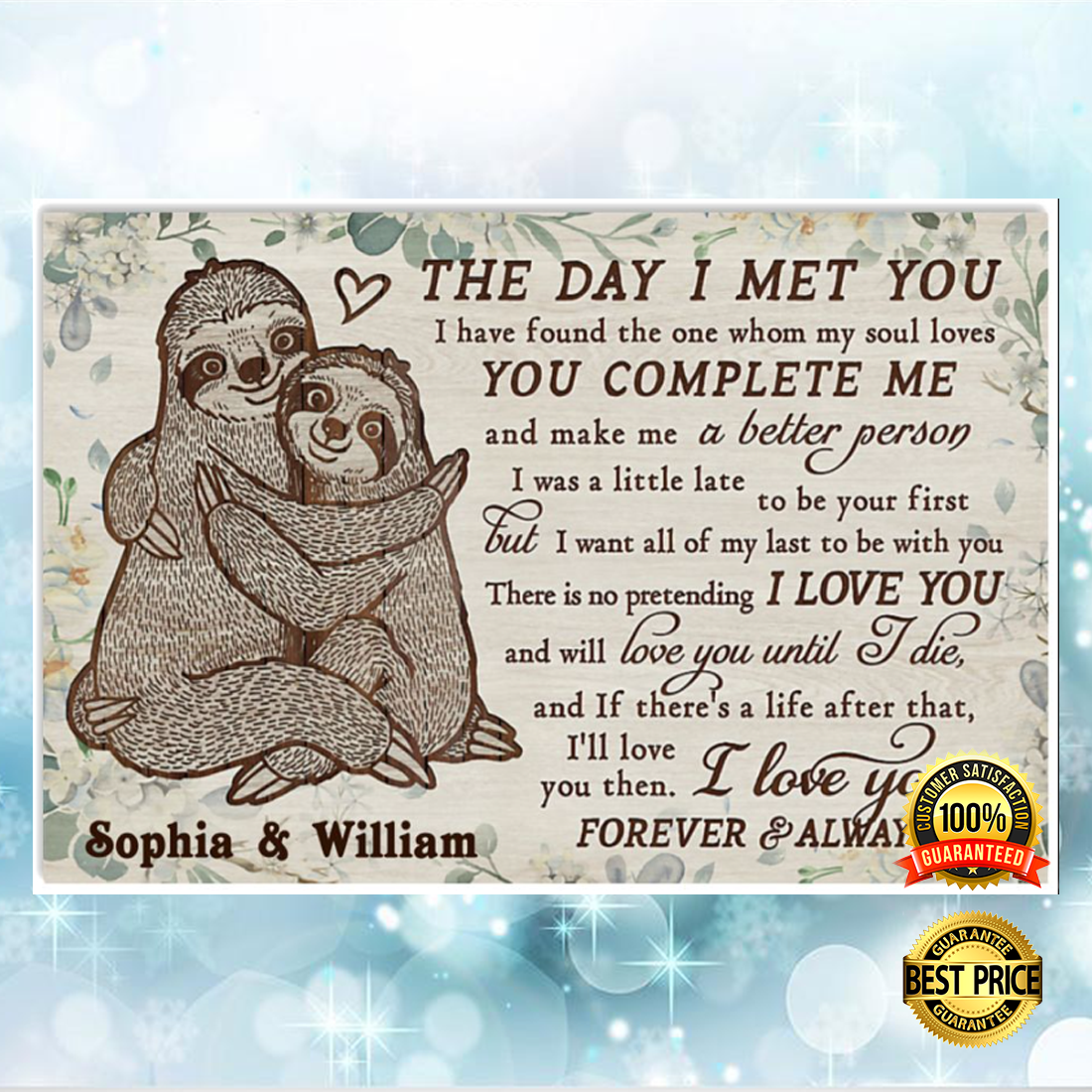Personalized Sloth the day i met you poster 5