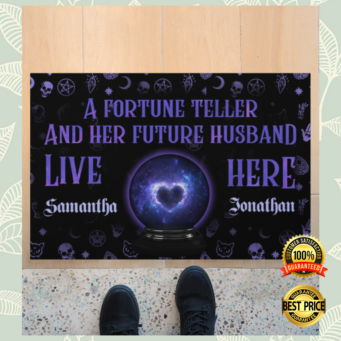 Personalized a fortune teller and her future husband live here doormat 4