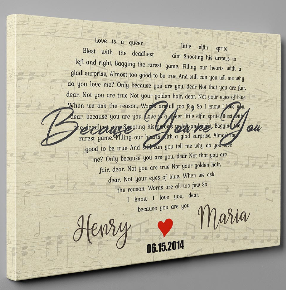 Personalized because you’re you lyric canvas