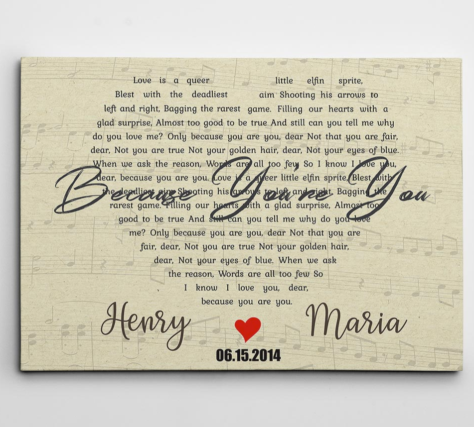Personalized because you're you lyric canvas