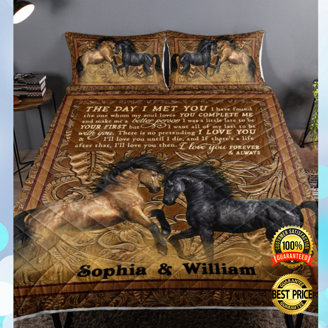 Personalized horse the day i met you bedding set 4
