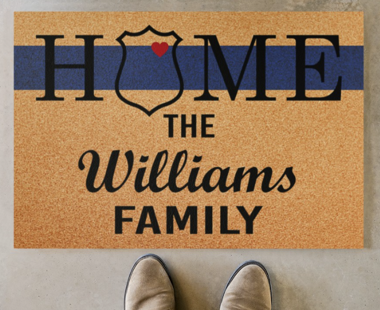 Personalized police home doormat