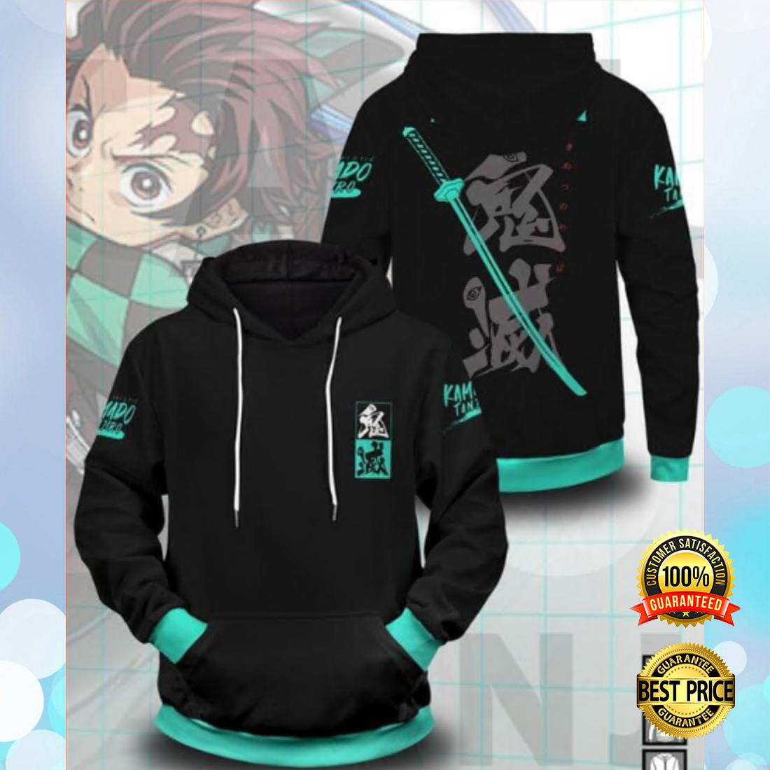 The Tanjirou Style all over printed 3D hoodie 3