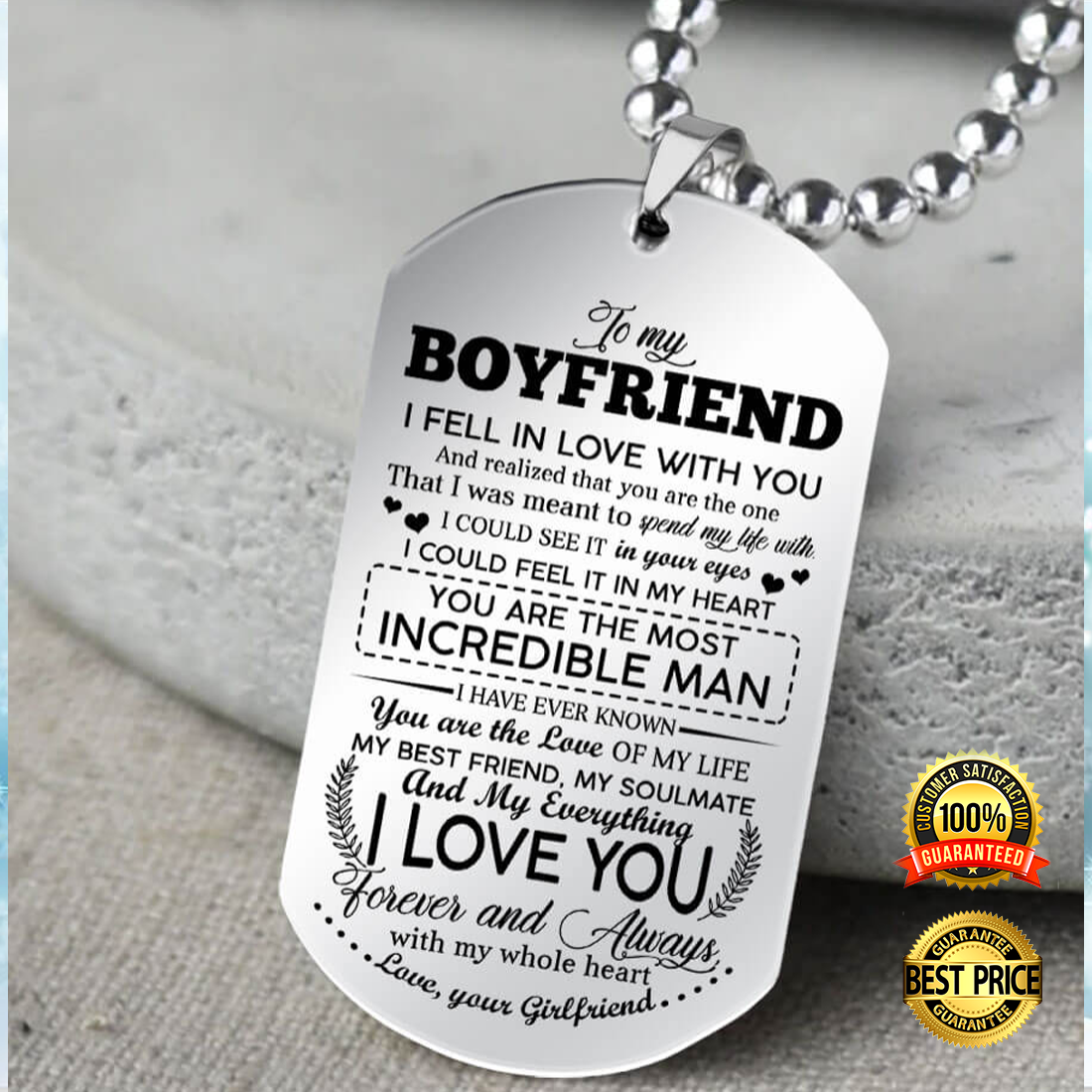 To my boyfriend i fell in love with you dog tag