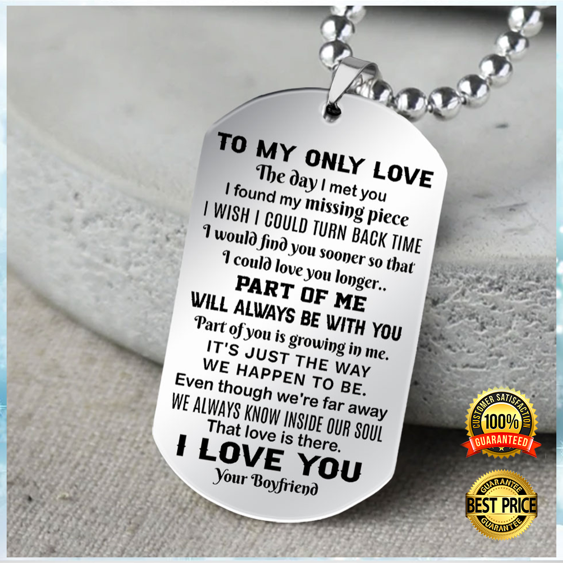 To my only love the day i met you i found my missing piece dog tag