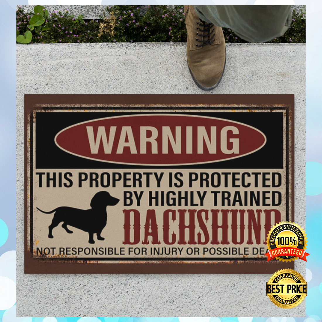 Warning this property is protected by highly trained dachshund doormat 4