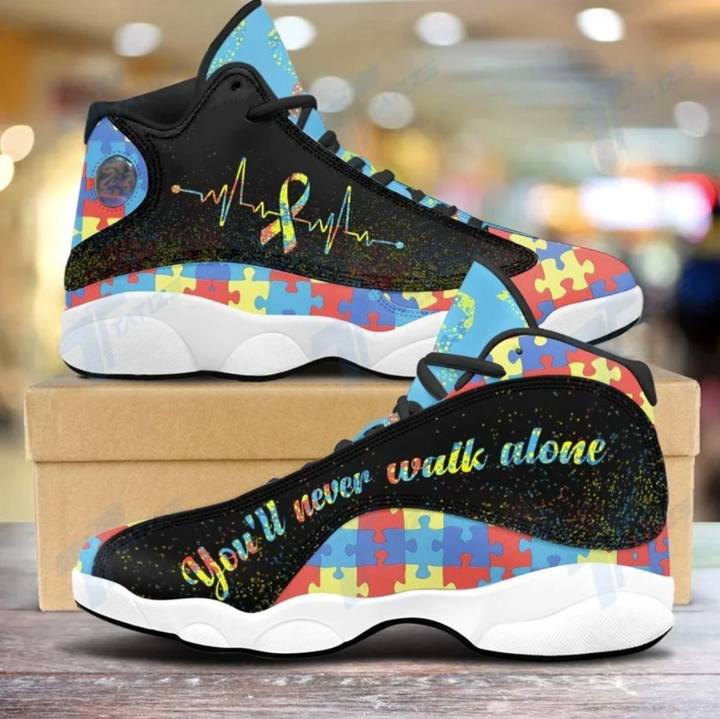 Autism awareness you’ll never walk alone Jordan 13 sneakers