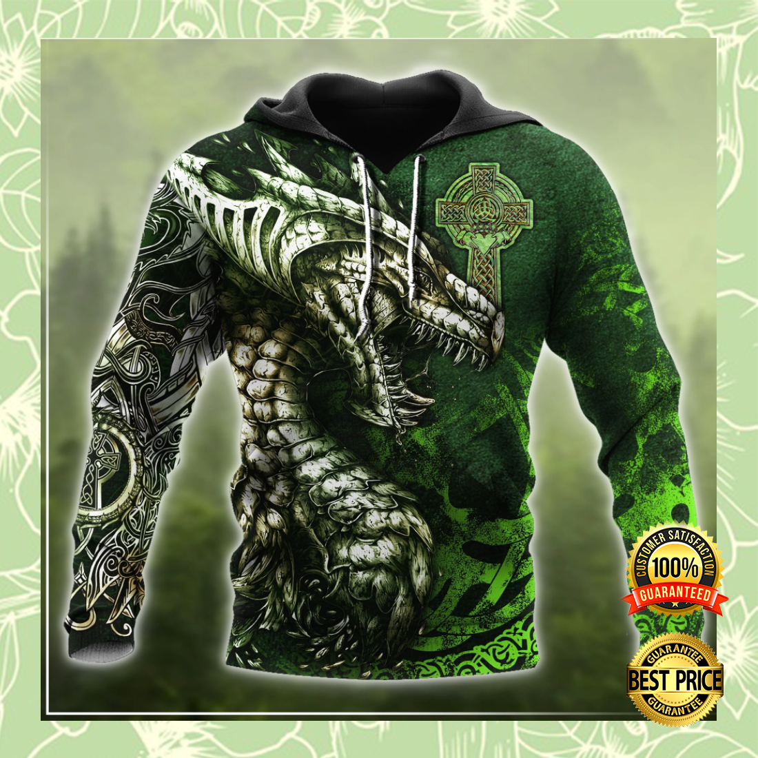 Celtic dragon tattoo all over printed 3D hoodie