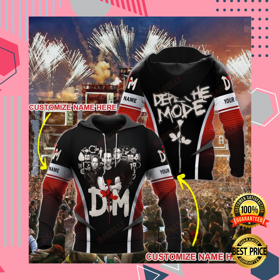 Personalized Depeche Mode all over print 3D hoodie