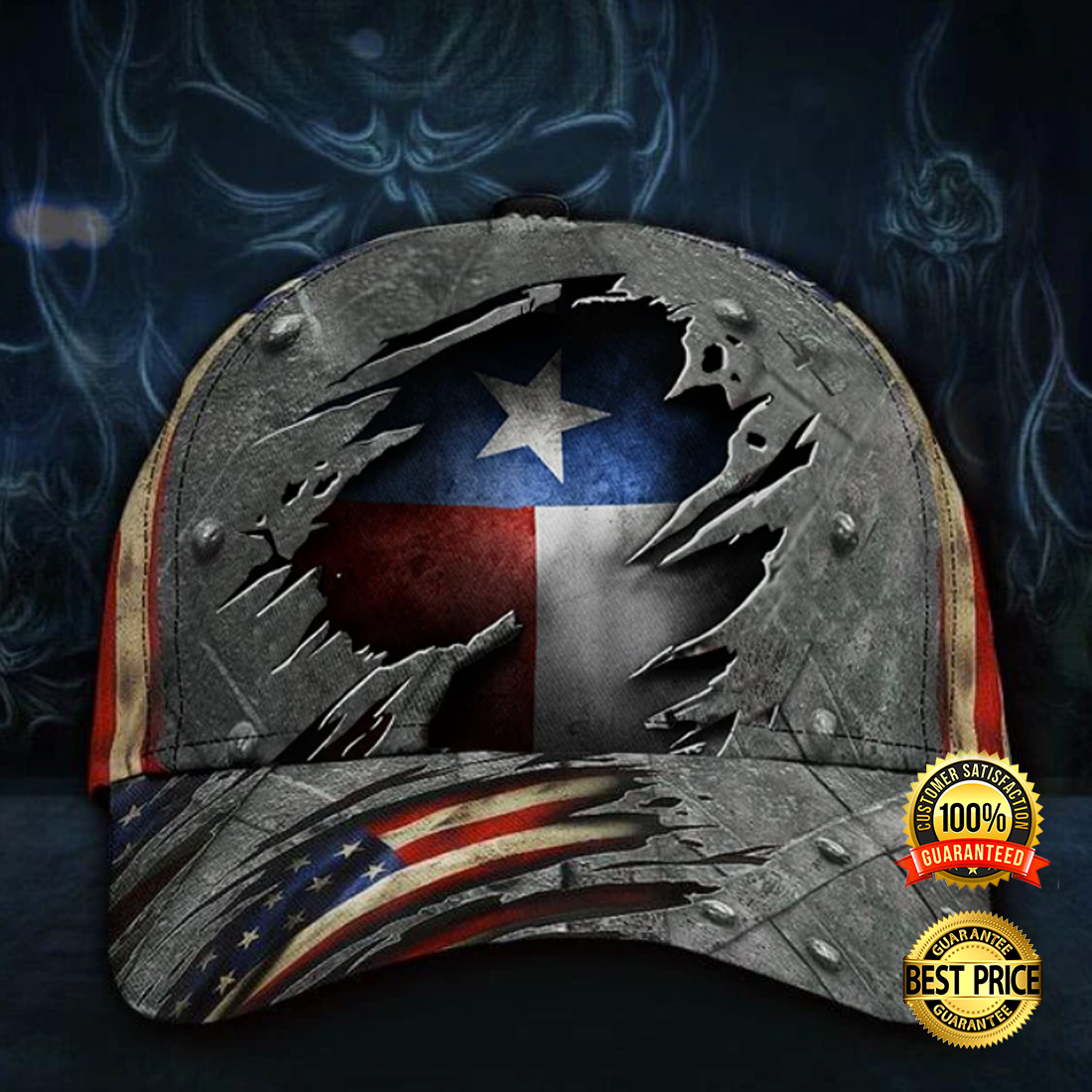 Texas state and American flag cap