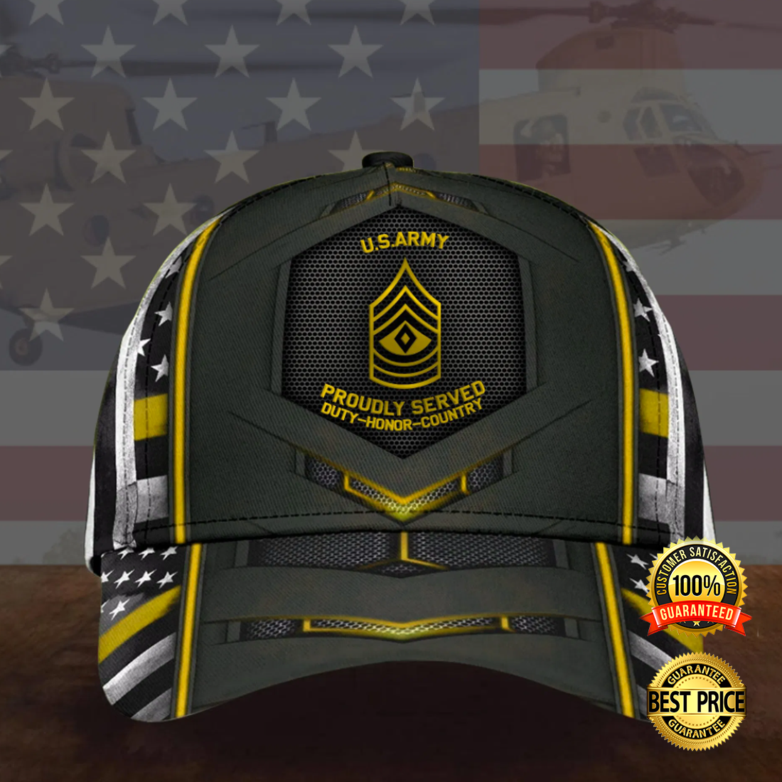 US army proudly served duty honor country cap