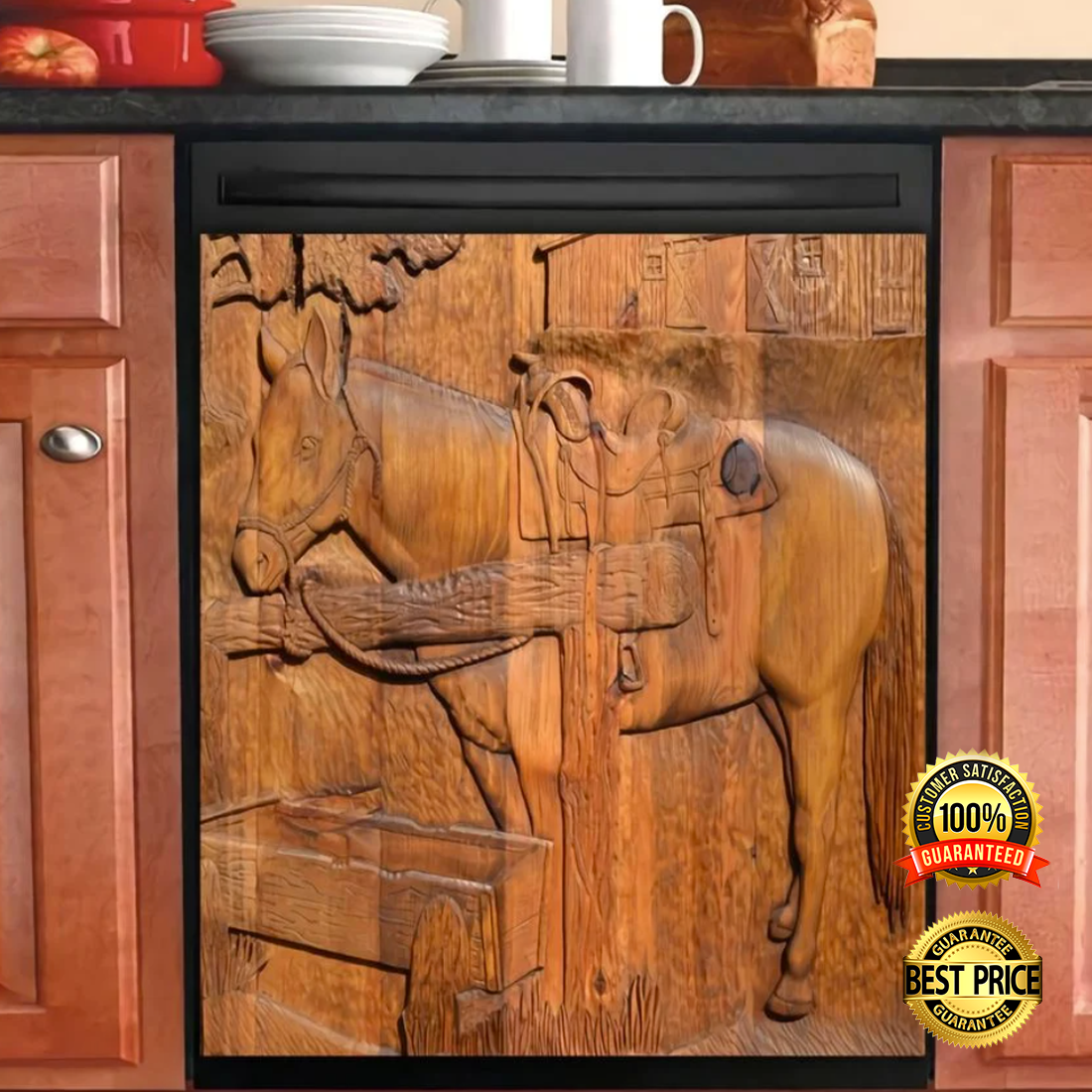 Wooden horse dishwasher cover