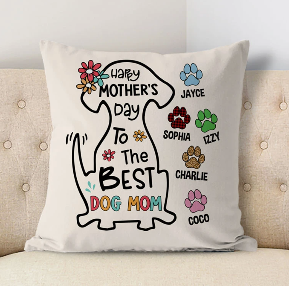 Personalized happy mother’s day to the best dog mom pillow case