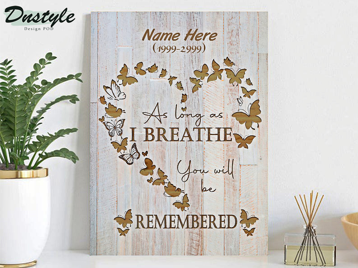Personalized custom name as long as I breathe you will be remembered poster A1