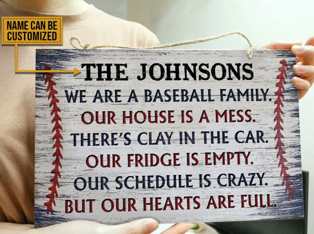 Personalized we are a baseball family door sign