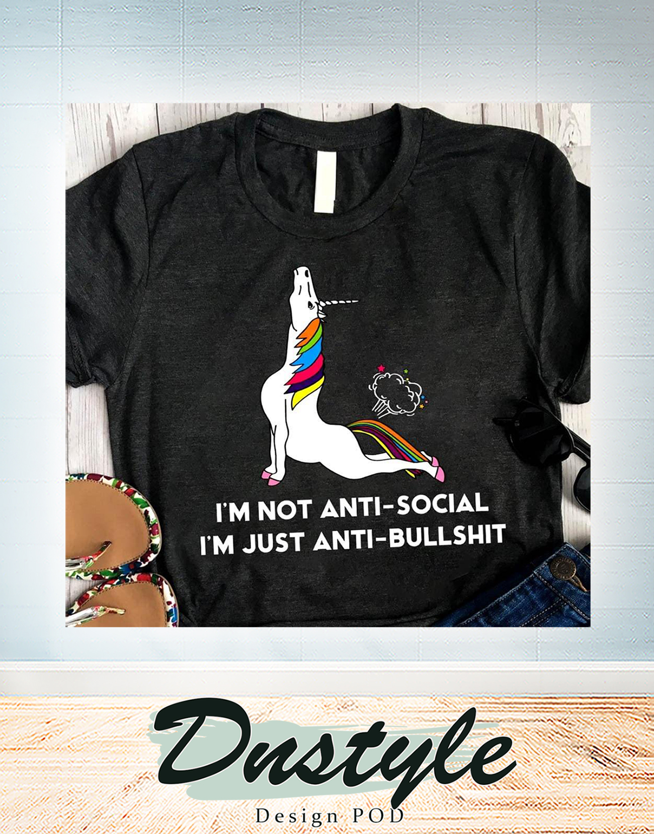 Unicorn I'm not anti-social I'm just anti-bullshit shirt 2