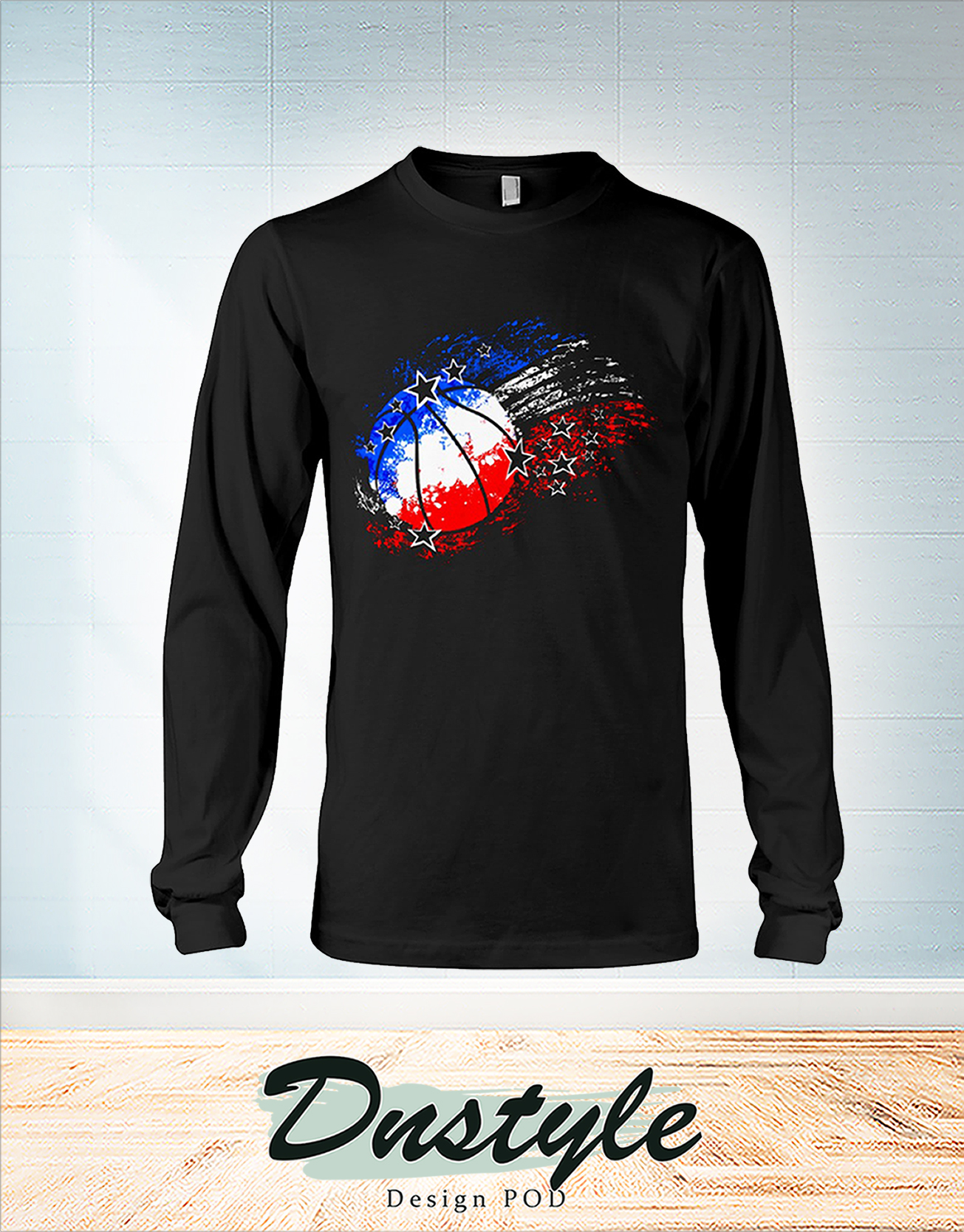 Basketball red white blue 4th july long sleeve