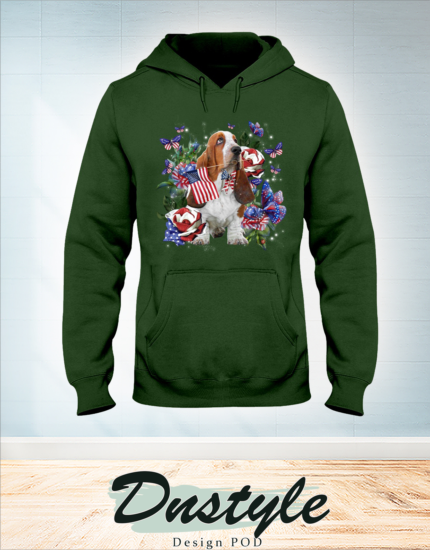 Basset Hound only one nation I love american flag 4th of july hoodie