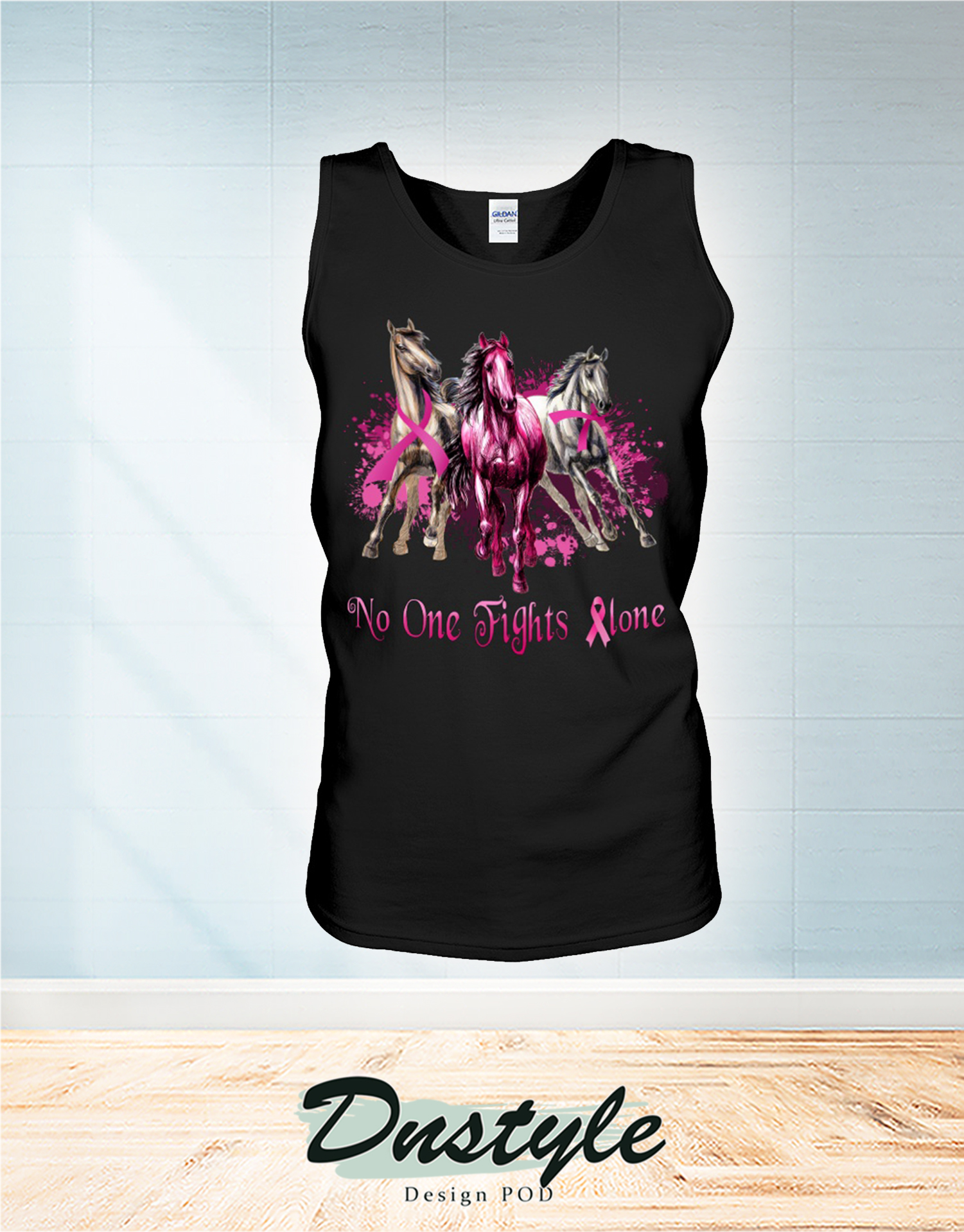 Breast Cancer awareness horses no one fights alone tank