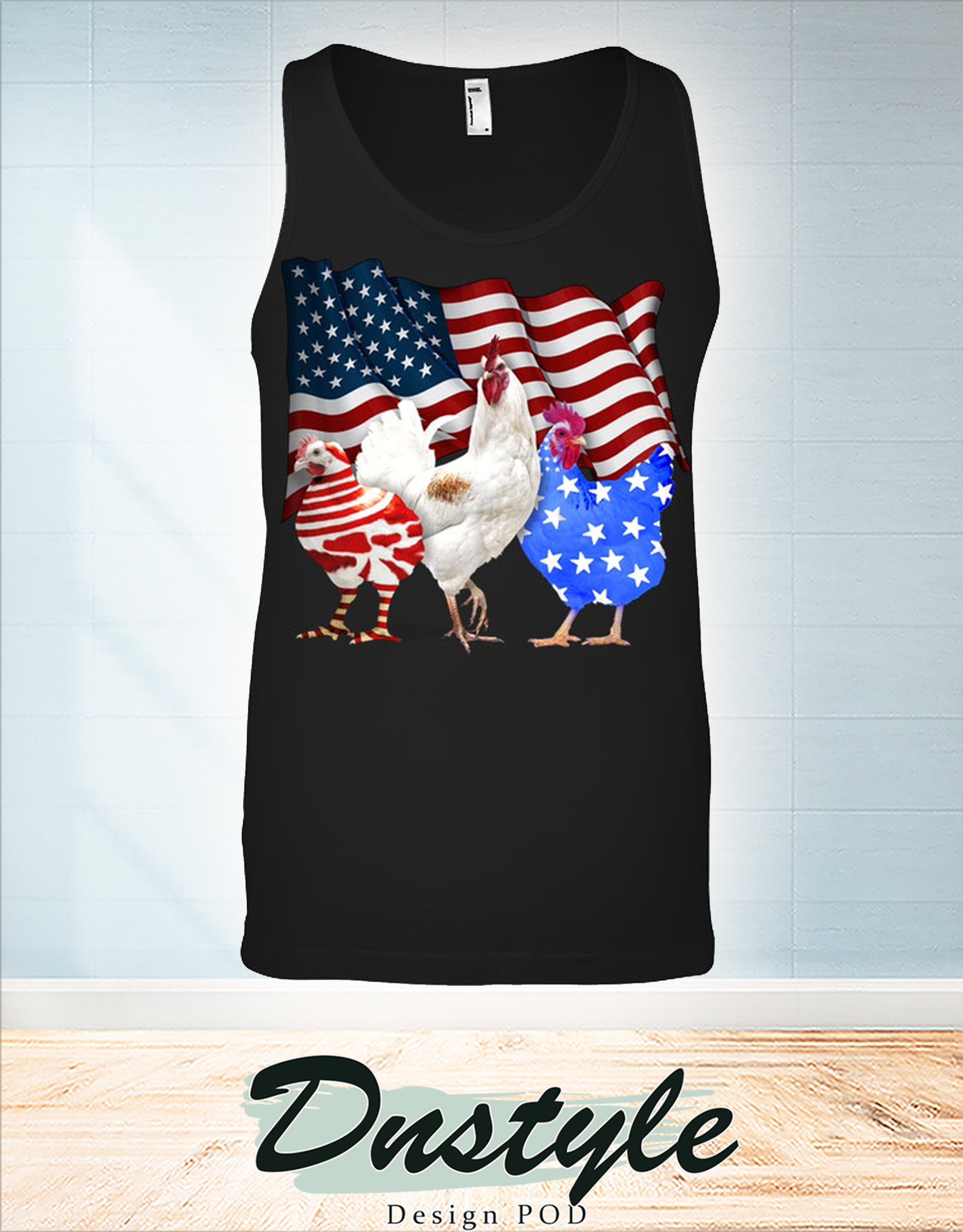 Chicken american flag 4th of july tank
