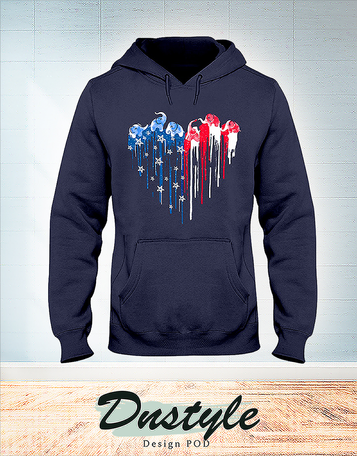 Elephant freedom colorful dripping heart hoodie