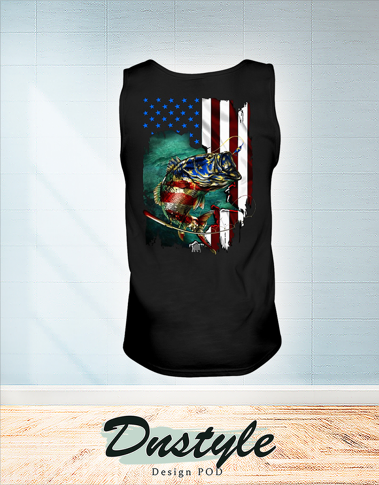 Fishing american flag independence day tank