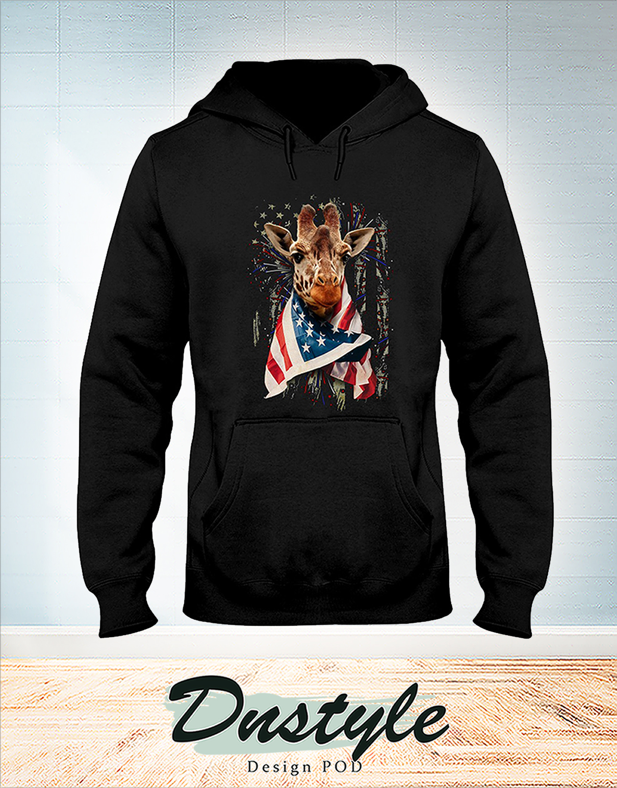 Giraffe cool american flag independence day hoodie