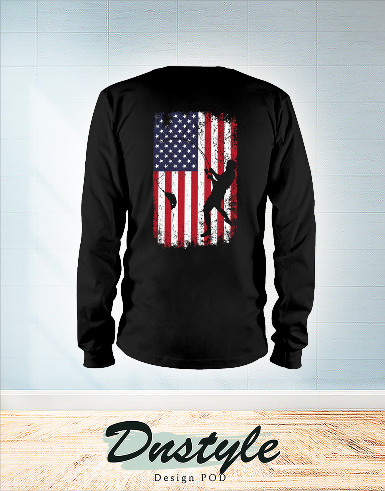 Go fishing american flag independence day long sleeve