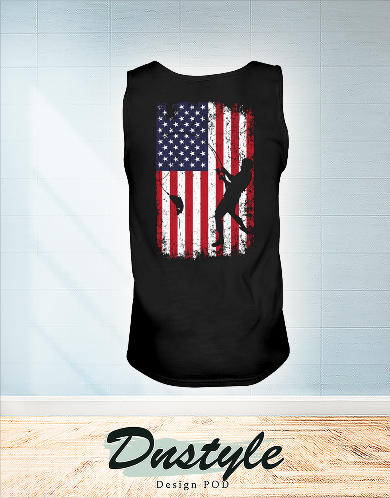 Go fishing american flag independence day tank
