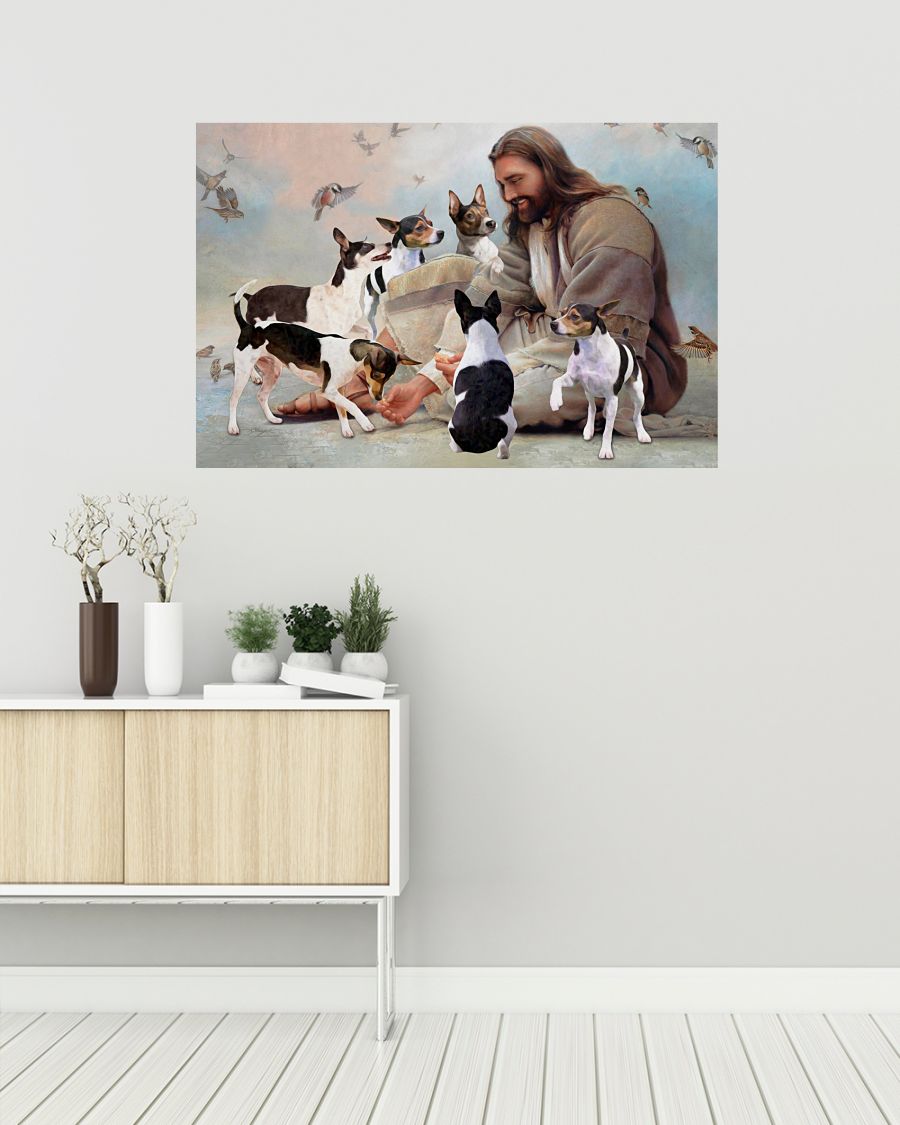 God surrounded by Rat Terrier angels poster A1