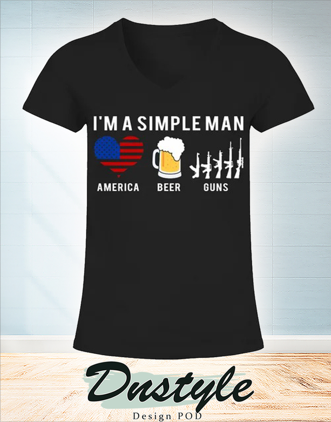 I'm a simple man america beer guns v-neck