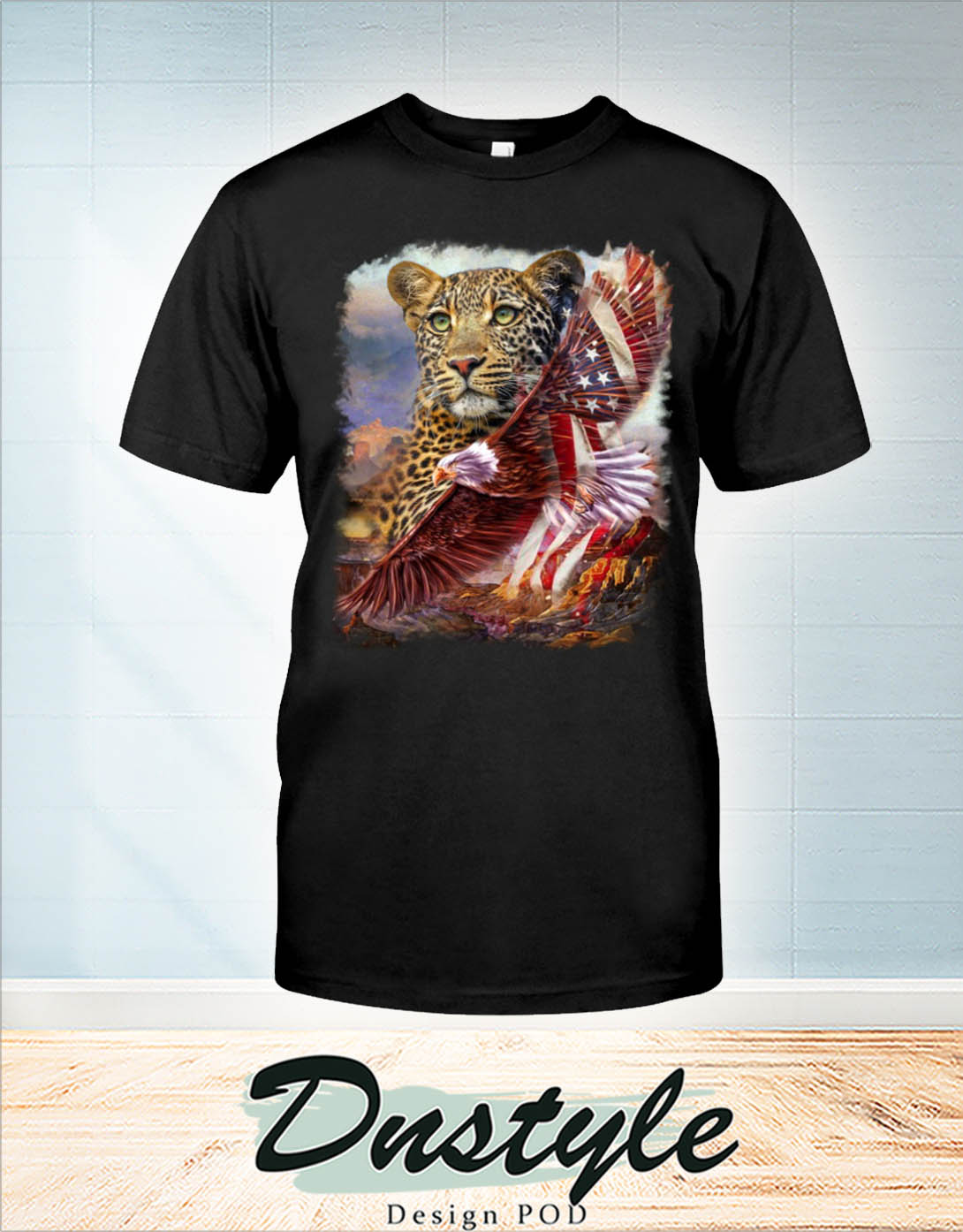 Leopard american patriot eagle t-shirt