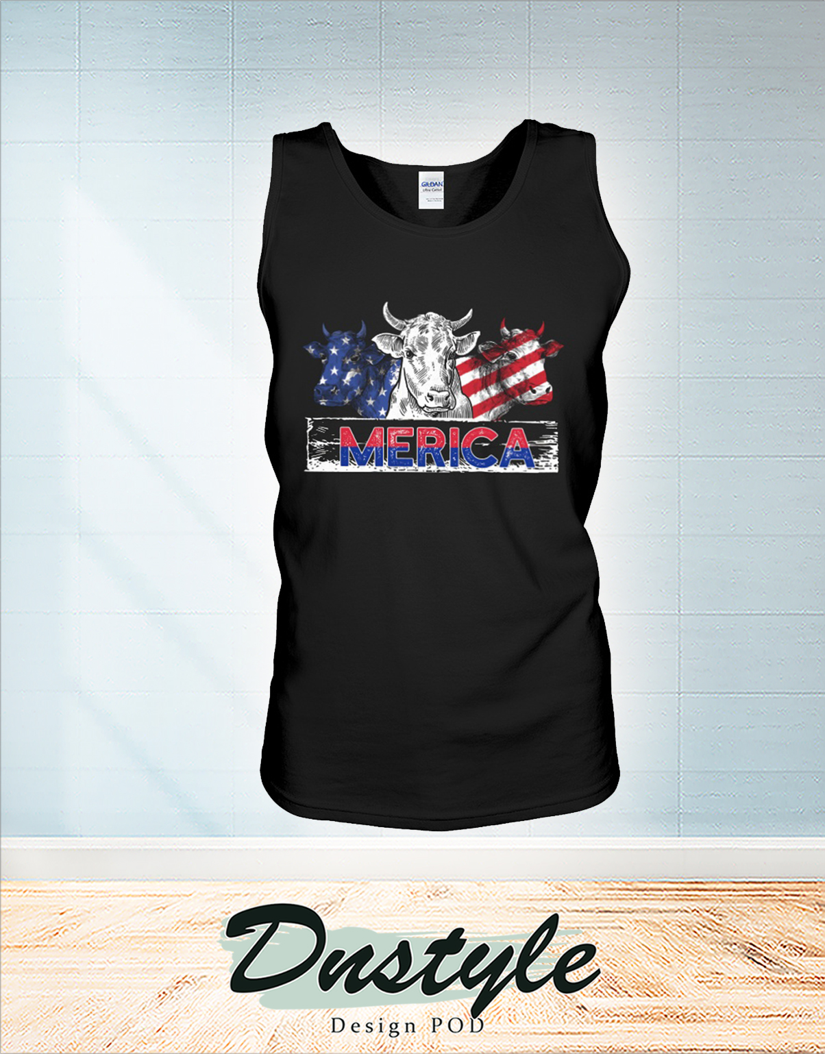 Merica Cow american flag independence day tank