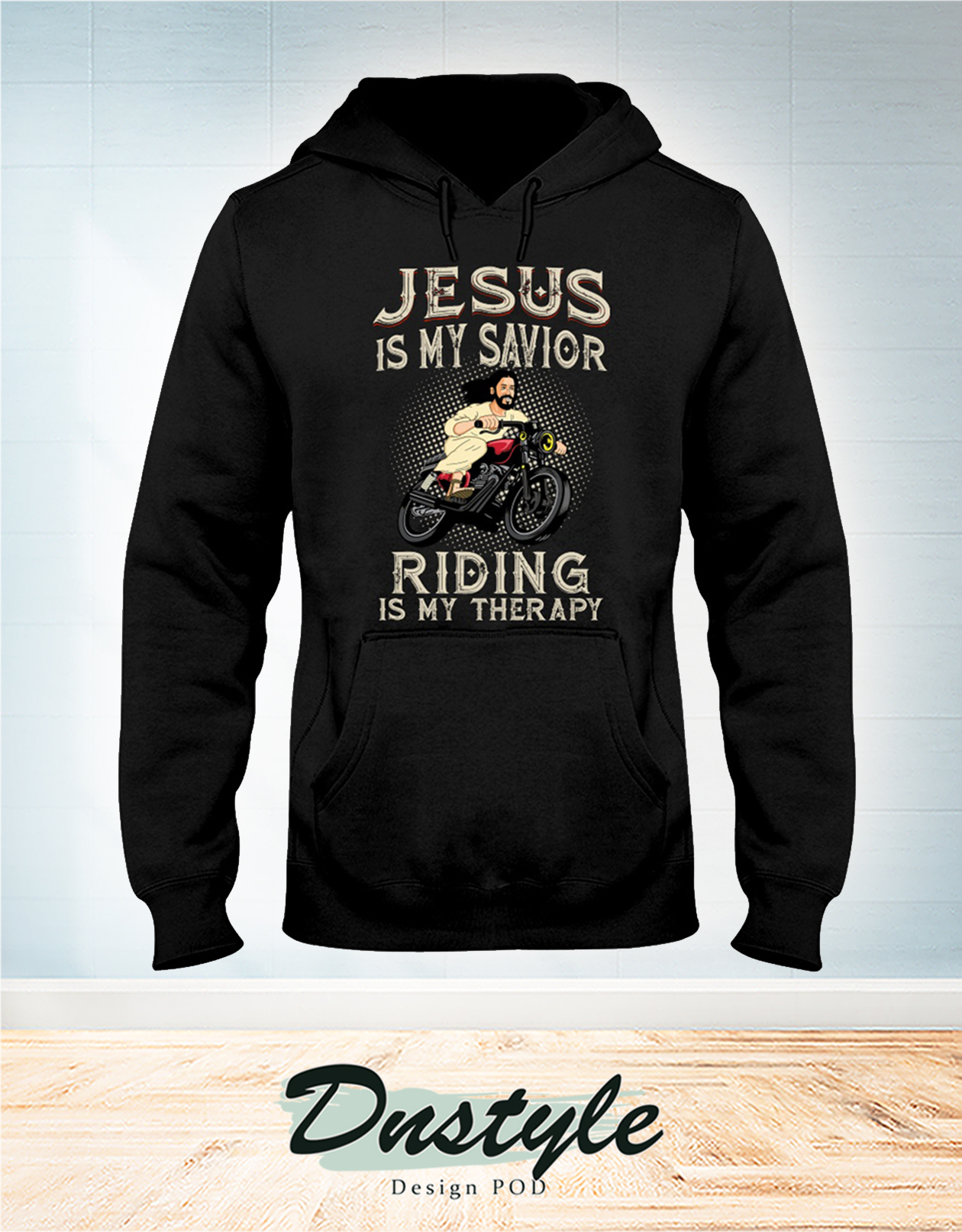 Motorcycle jesus is my savior riding is my therapy hoodie