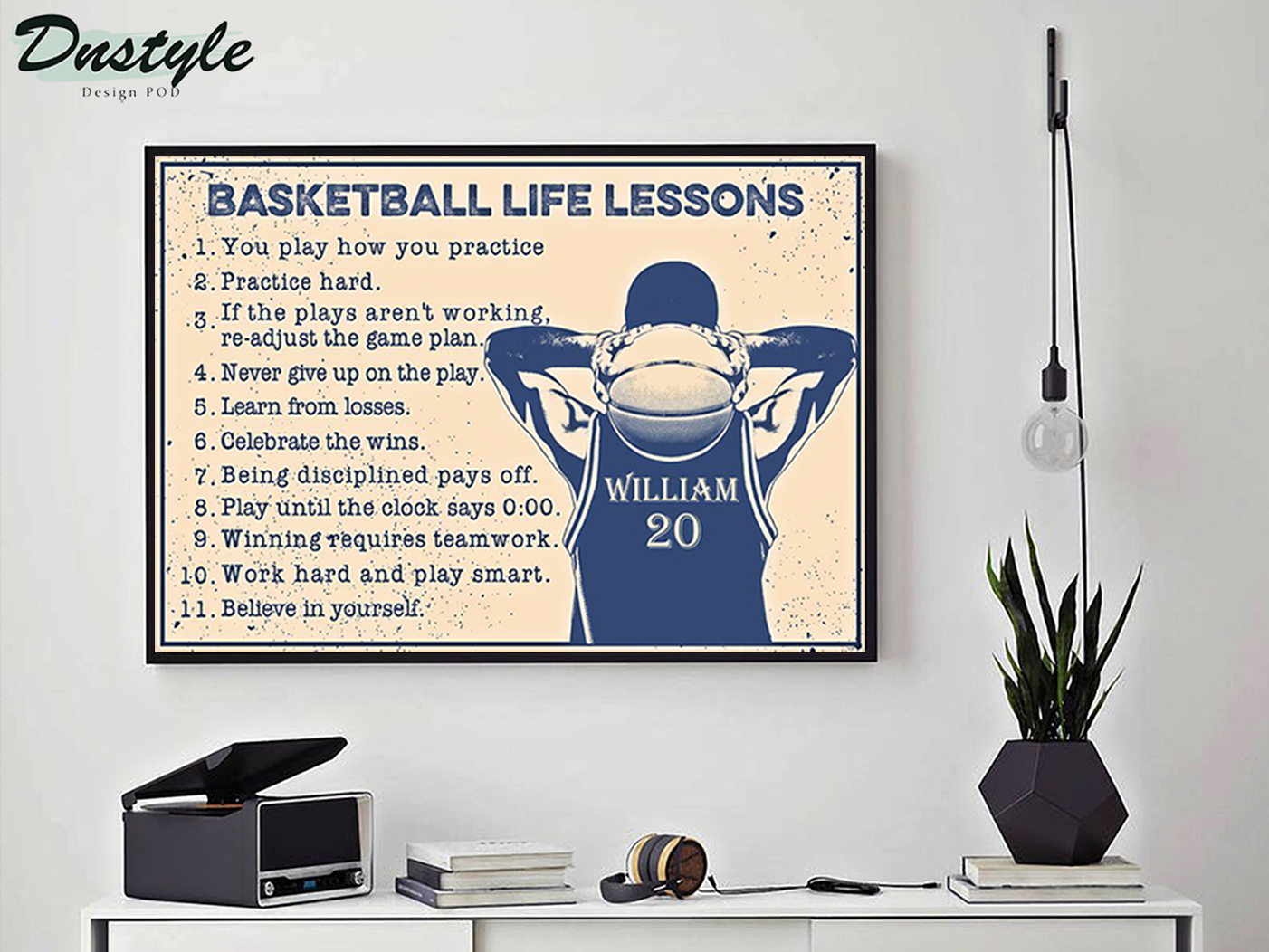 Personalized custom name basketball life lessons poster A3