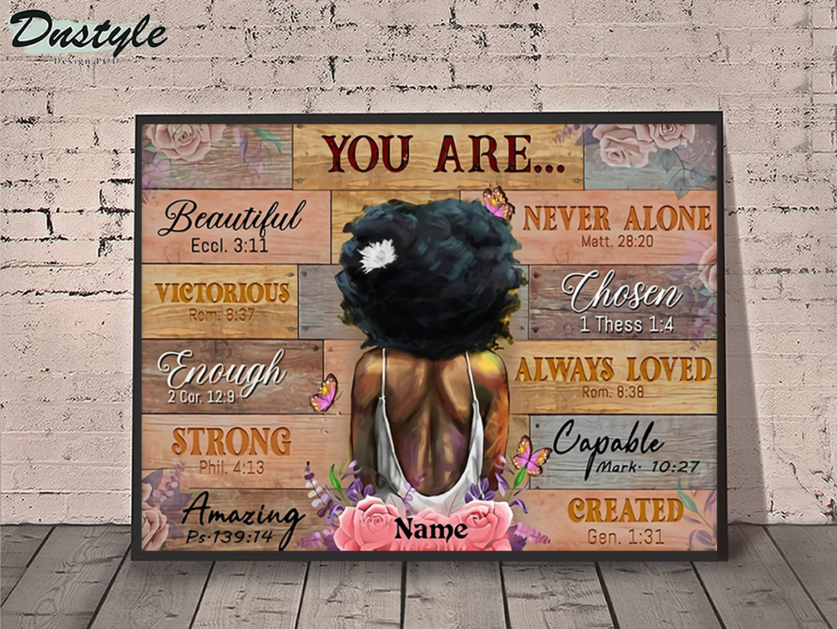 Personalized custom name black girl you are beautiful poster A1