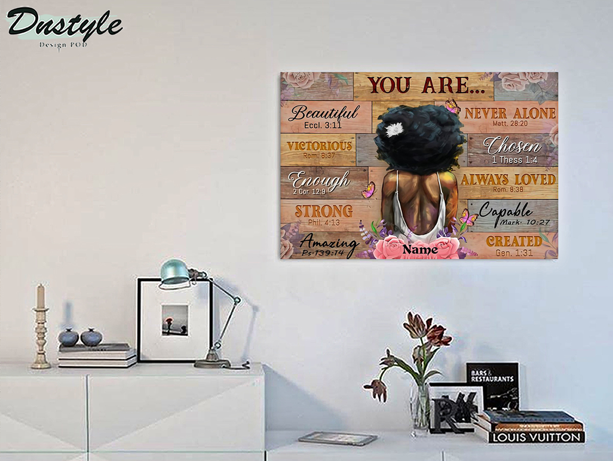 Personalized custom name black girl you are beautiful poster A3