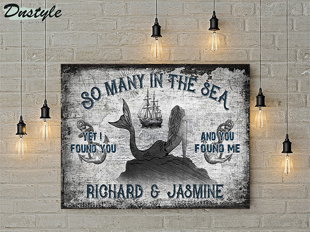 Personalized custom name sailor mermaid so many in the sea poster A3