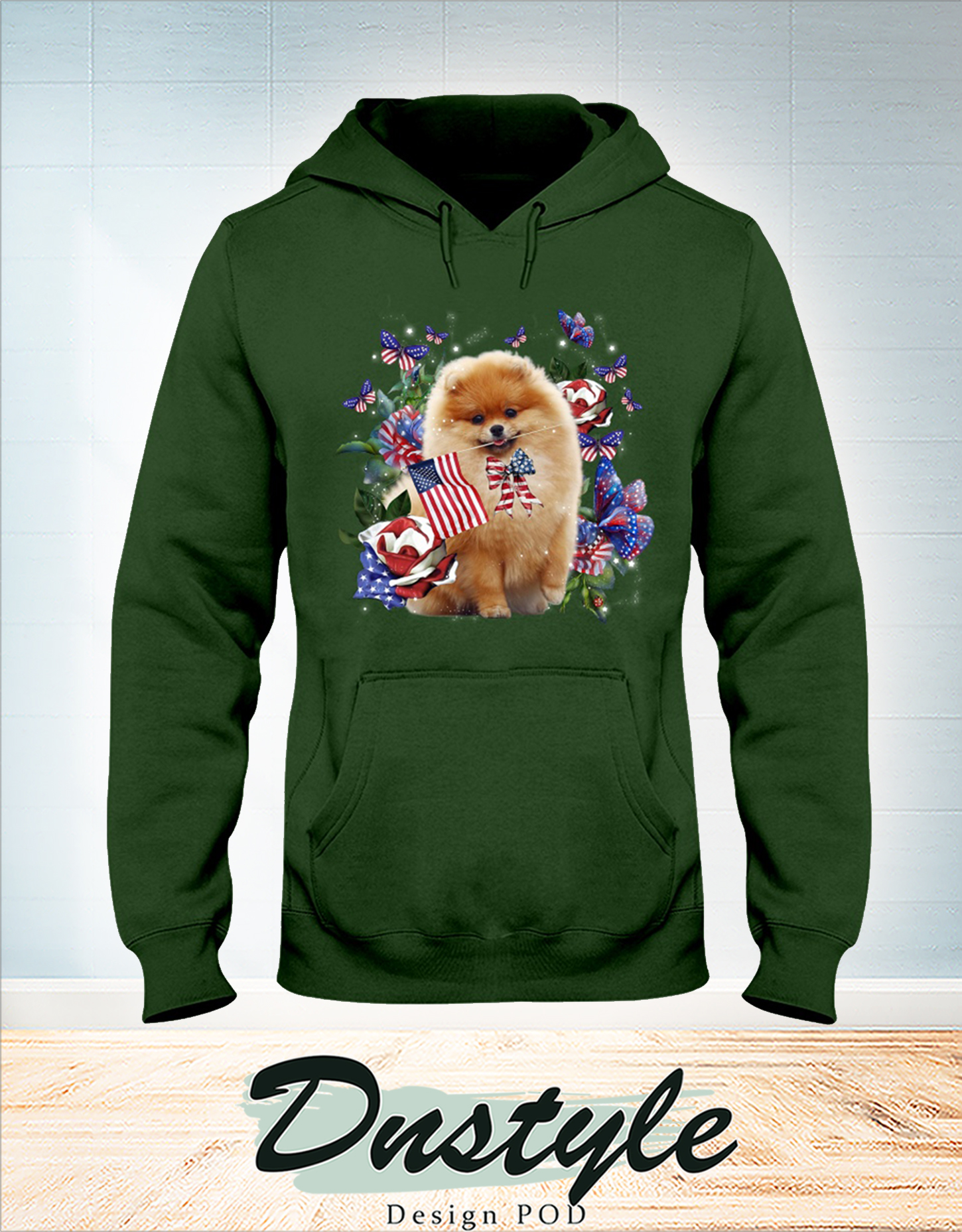 Pomeranian only one nation I love american flag 4th of july hoodie